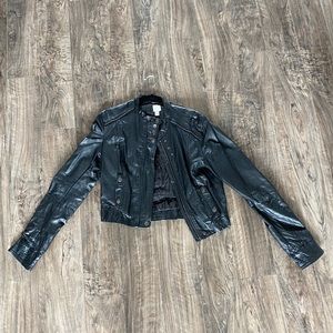 Faux black leather Lauren Conrad cropped jacket